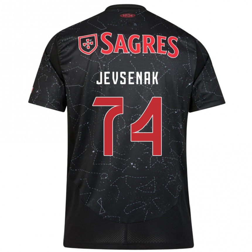 Niño Fútbol Camiseta Zan Jevsenak #74 Negro Rojo 2ª Equipación 2024/25