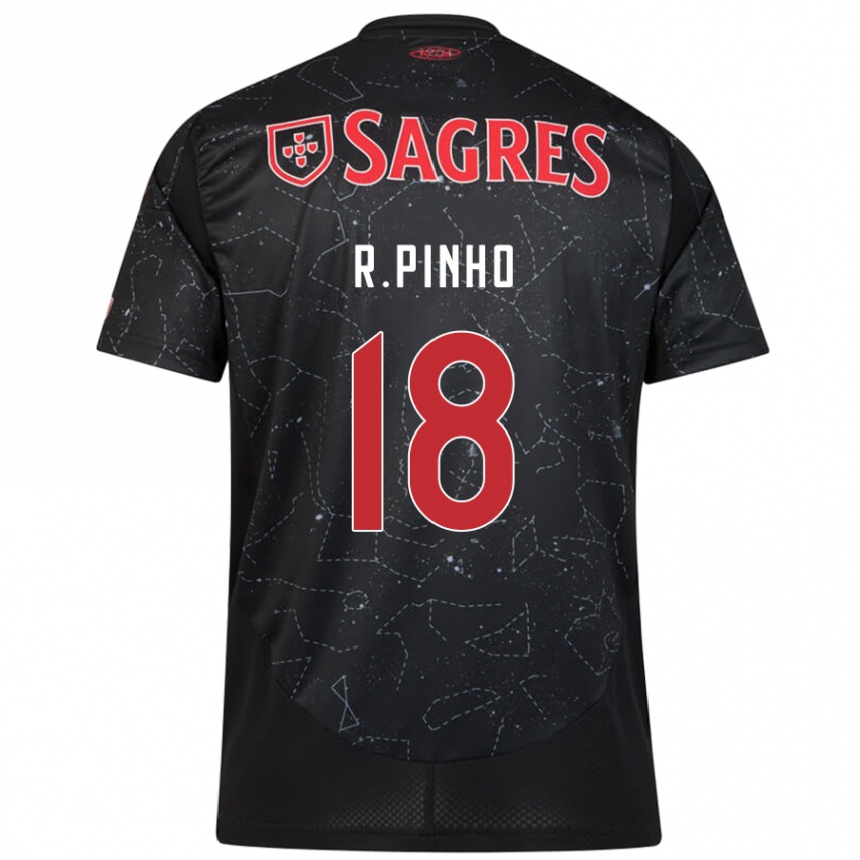 Niño Fútbol Camiseta Rodrigo Pinho #18 Negro Rojo 2ª Equipación 2024/25