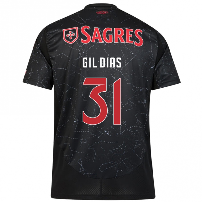 Niño Fútbol Camiseta Gil Dias #31 Negro Rojo 2ª Equipación 2024/25