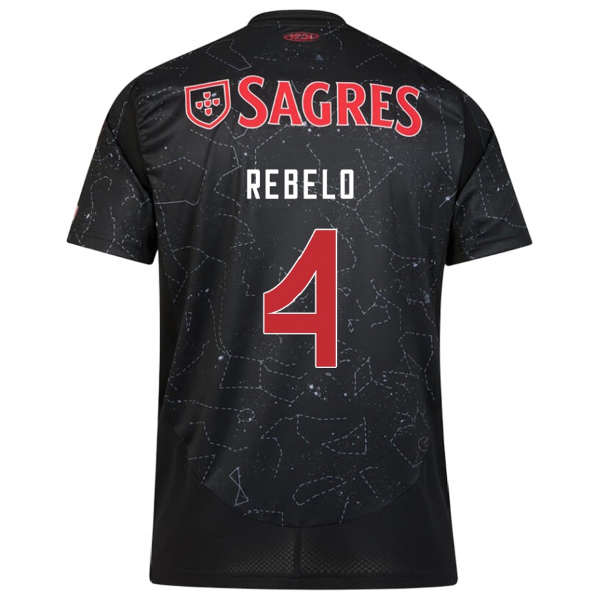 Niño Fútbol Camiseta Silvia Rebelo #4 Negro Rojo 2ª Equipación 2024/25