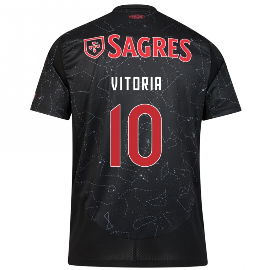 Niño Fútbol Camiseta Ana Vitoria #10 Negro Rojo 2ª Equipación 2024/25