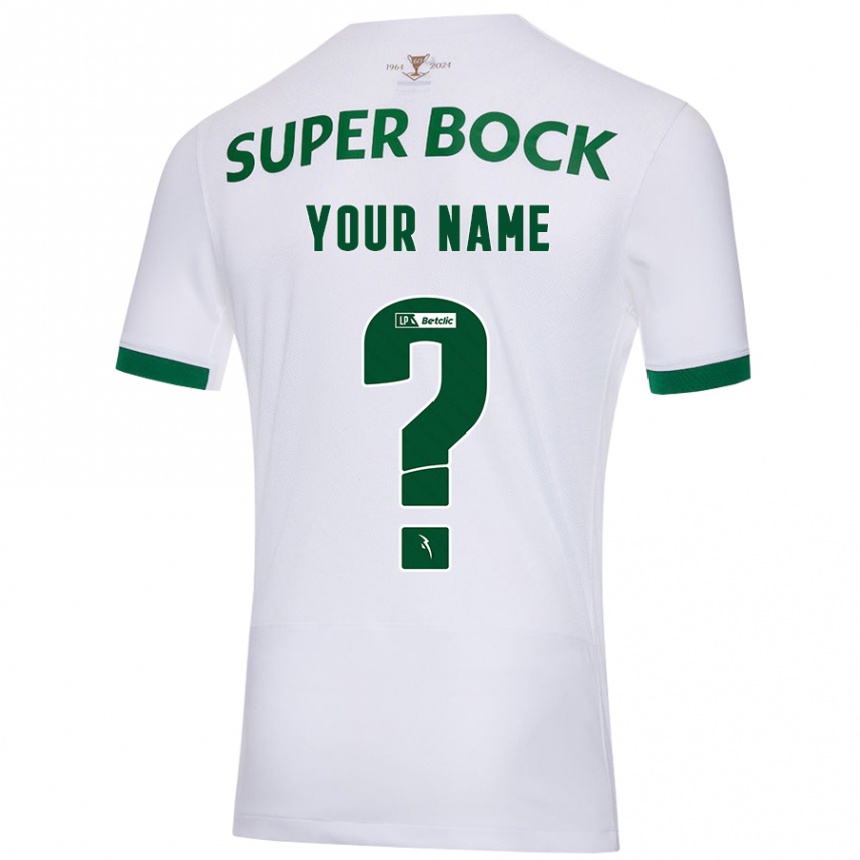 Niño Fútbol Camiseta Su Nombre #0 Blanco Verde 2ª Equipación 2024/25