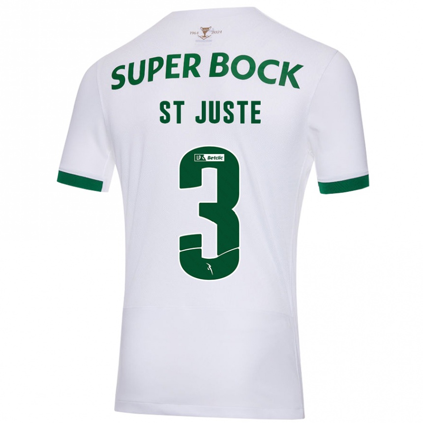 Niño Fútbol Camiseta Jerry St. Juste #3 Blanco Verde 2ª Equipación 2024/25