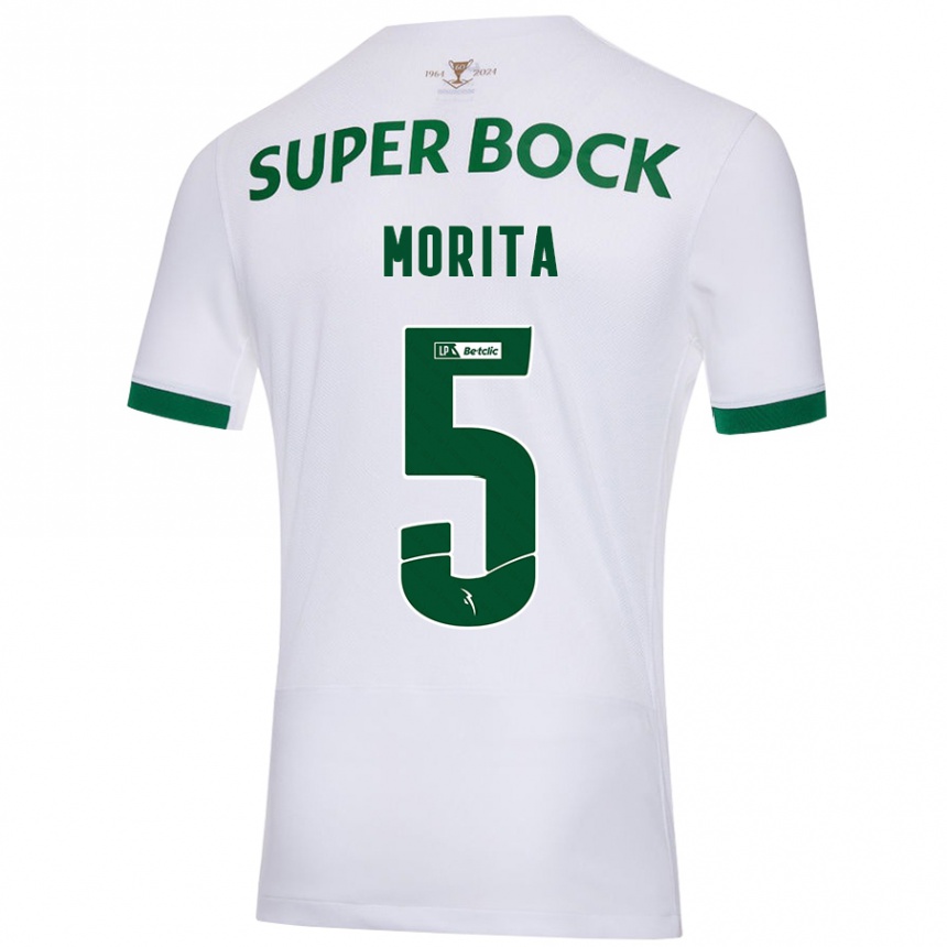 Niño Fútbol Camiseta Hidemasa Morita #5 Blanco Verde 2ª Equipación 2024/25