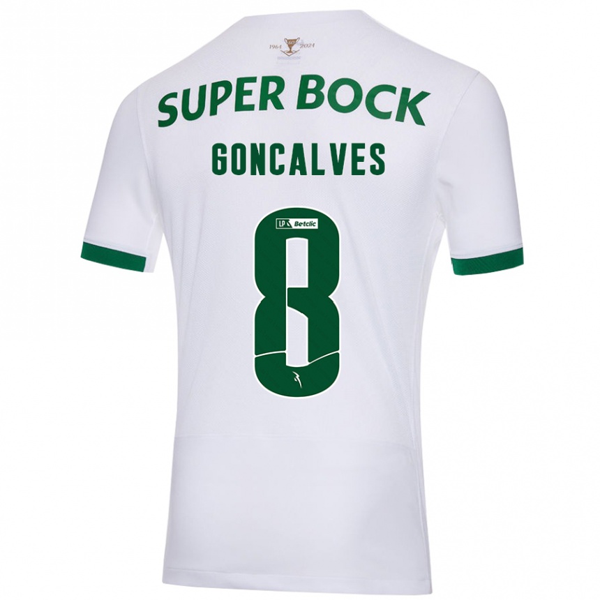 Niño Fútbol Camiseta Pedro Gonçalves #8 Blanco Verde 2ª Equipación 2024/25