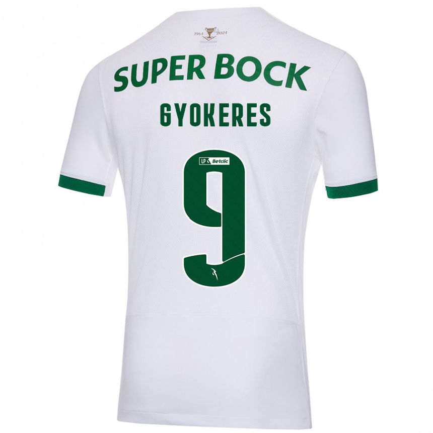 Niño Fútbol Camiseta Viktor Gyökeres #9 Blanco Verde 2ª Equipación 2024/25