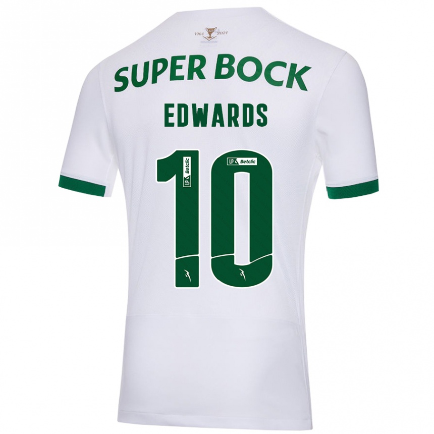 Niño Fútbol Camiseta Marcus Edwards #10 Blanco Verde 2ª Equipación 2024/25