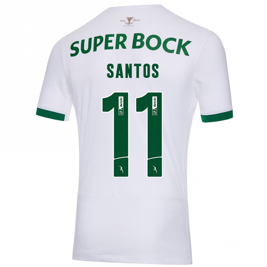 Niño Fútbol Camiseta Nuno Santos #11 Blanco Verde 2ª Equipación 2024/25