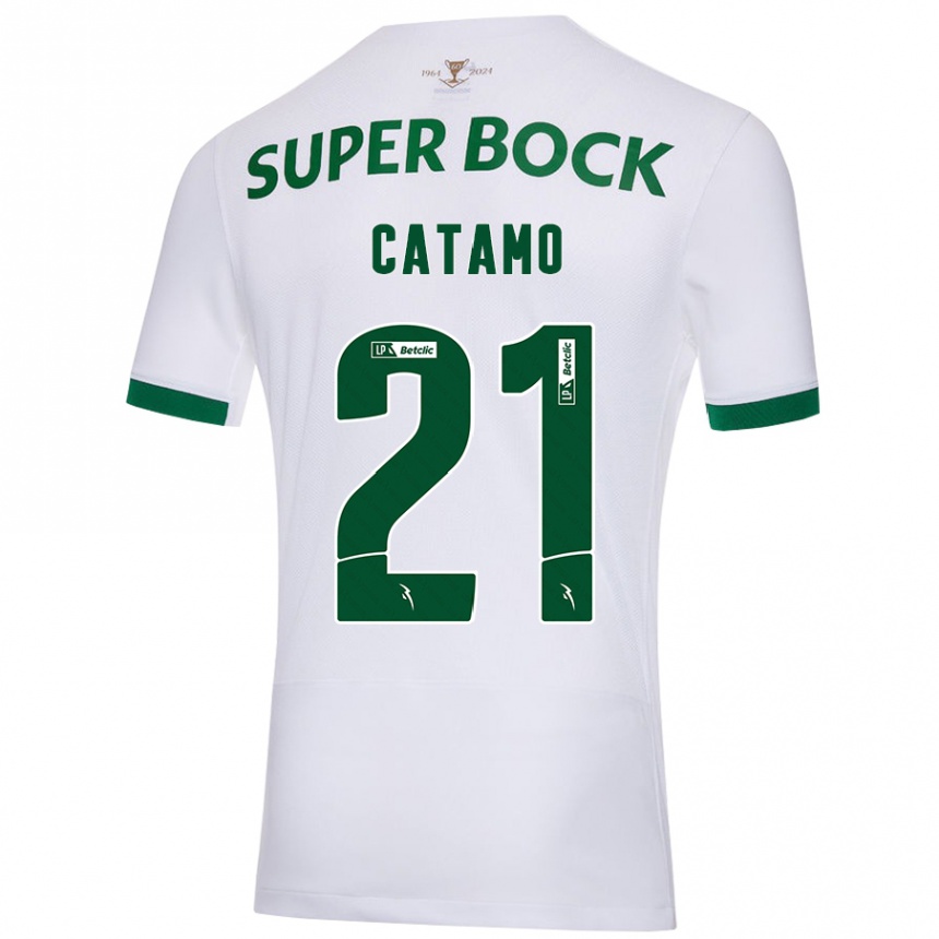 Niño Fútbol Camiseta Geny Catamo #21 Blanco Verde 2ª Equipación 2024/25