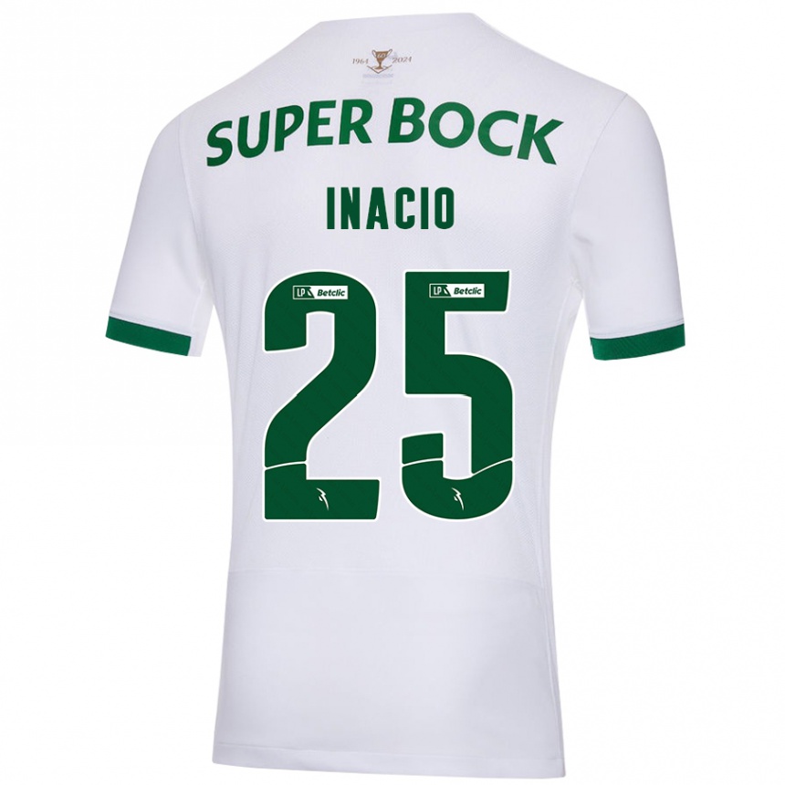 Niño Fútbol Camiseta Gonçalo Inácio #25 Blanco Verde 2ª Equipación 2024/25