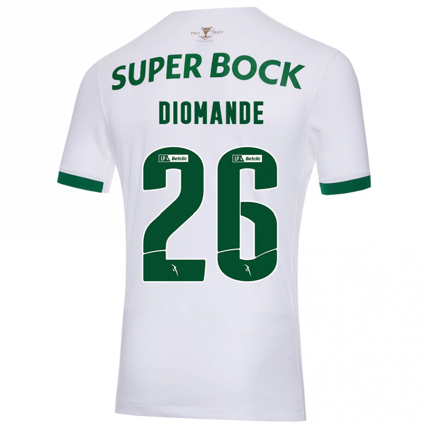 Niño Fútbol Camiseta Ousmane Diomande #26 Blanco Verde 2ª Equipación 2024/25