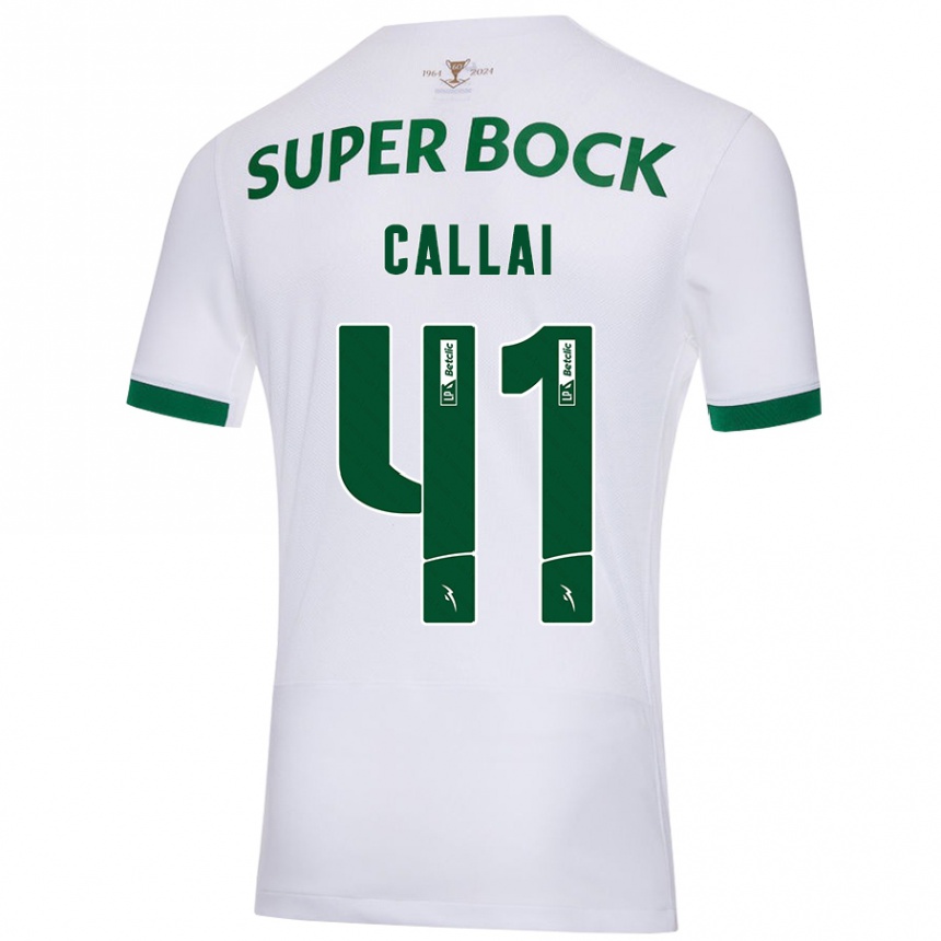 Niño Fútbol Camiseta Diego Callai #41 Blanco Verde 2ª Equipación 2024/25