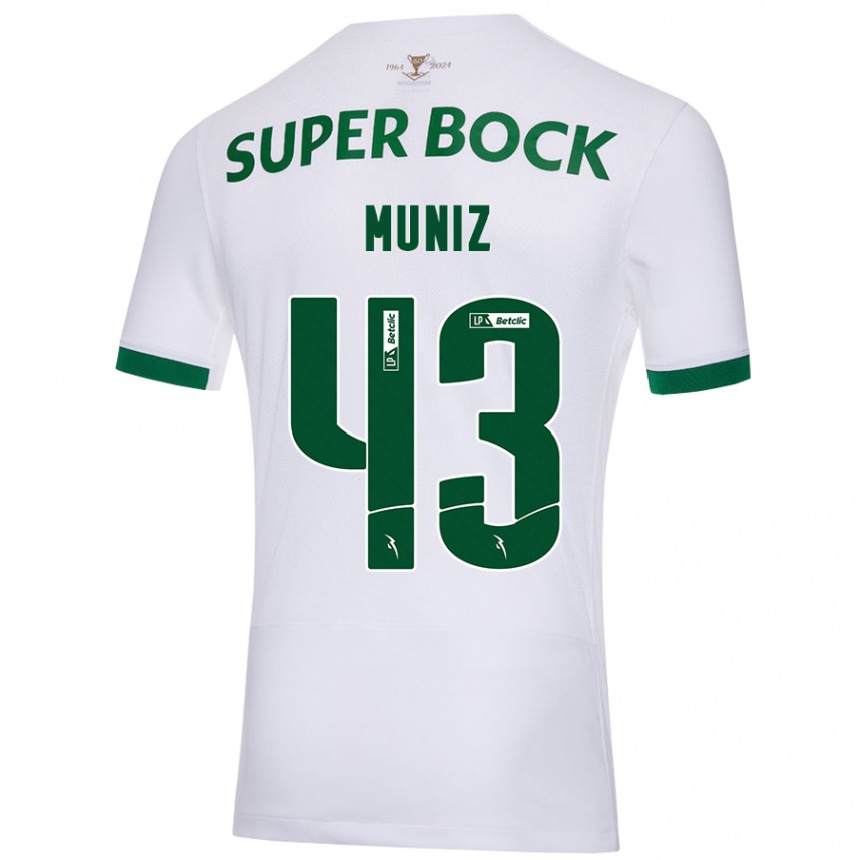 Niño Fútbol Camiseta João Muniz #43 Blanco Verde 2ª Equipación 2024/25