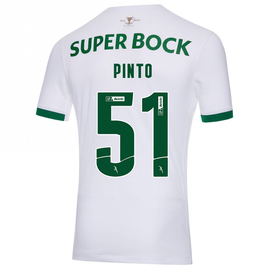 Niño Fútbol Camiseta Diogo Pinto #51 Blanco Verde 2ª Equipación 2024/25