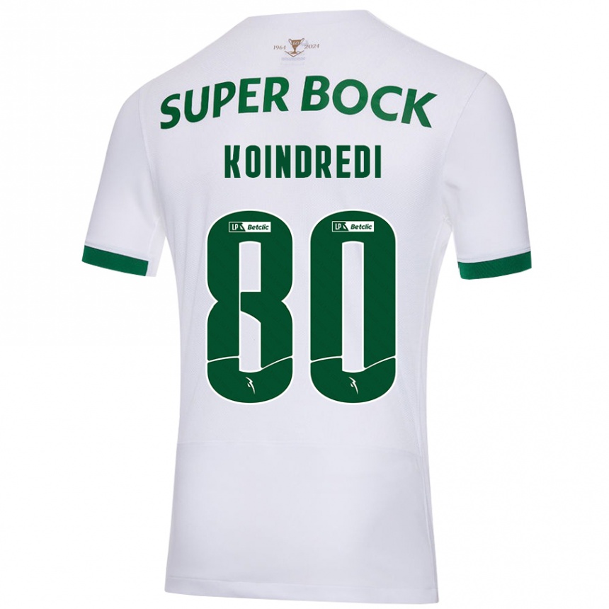 Niño Fútbol Camiseta Koba Koindredi #80 Blanco Verde 2ª Equipación 2024/25