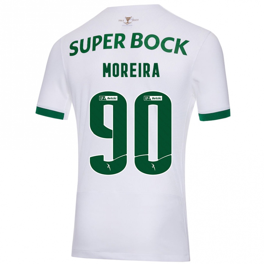 Niño Fútbol Camiseta Afonso Moreira #90 Blanco Verde 2ª Equipación 2024/25