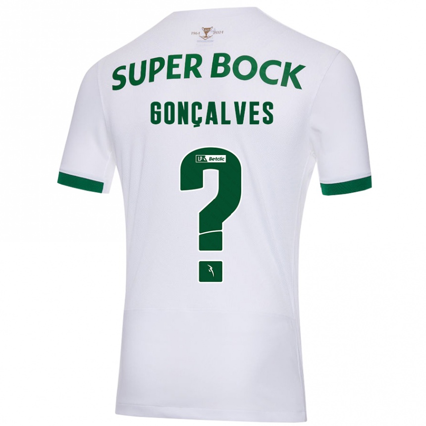 Niño Fútbol Camiseta Flávio Gonçalves #0 Blanco Verde 2ª Equipación 2024/25