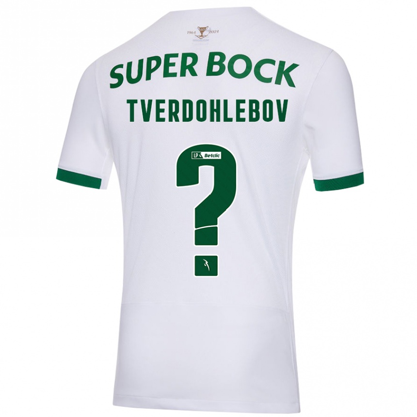 Niño Fútbol Camiseta Alex Tverdohlebov #0 Blanco Verde 2ª Equipación 2024/25