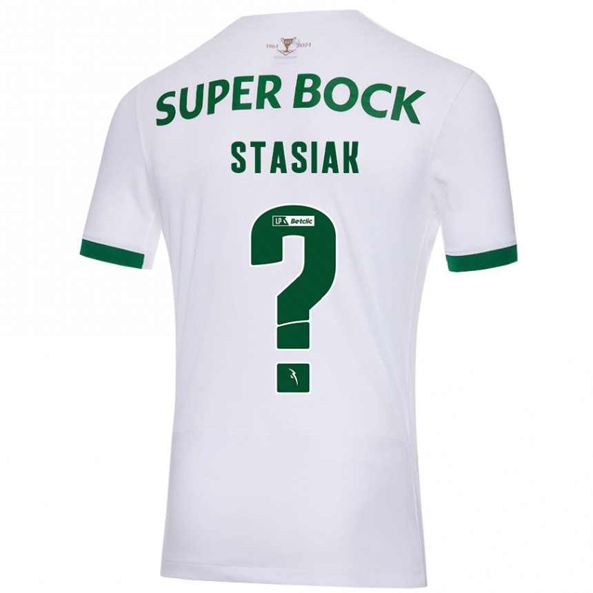 Niño Fútbol Camiseta Jakub Stasiak #0 Blanco Verde 2ª Equipación 2024/25