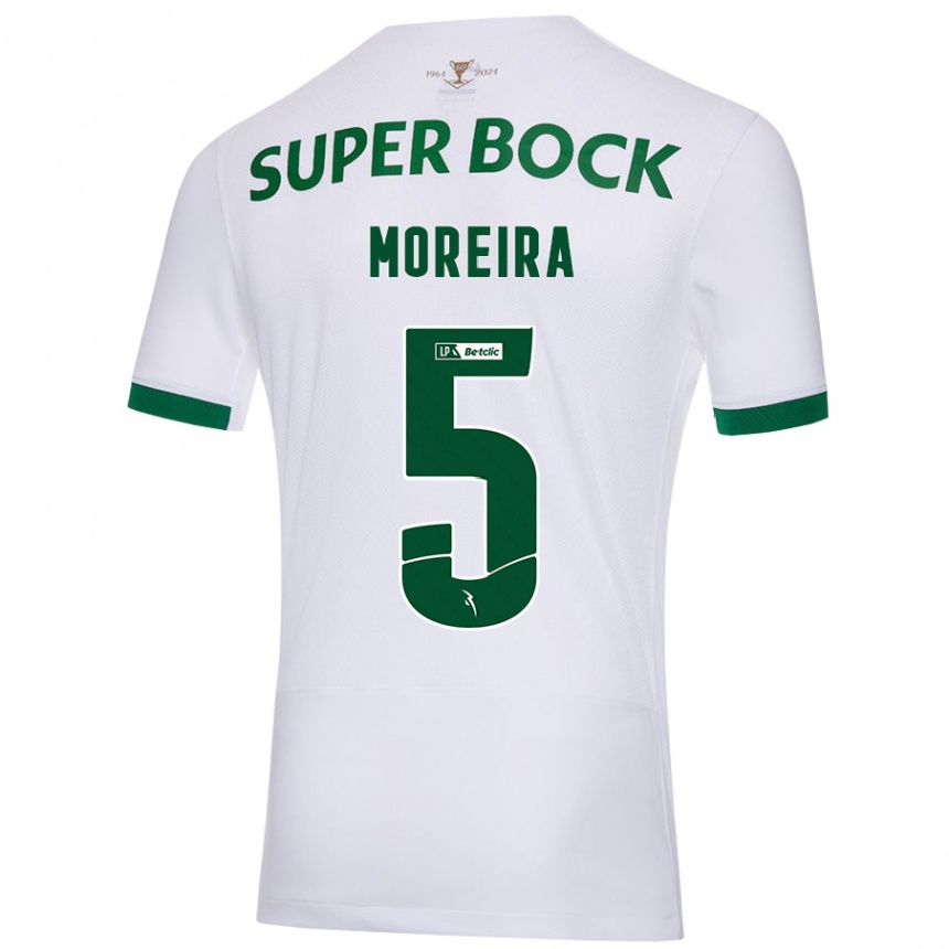 Niño Fútbol Camiseta David Moreira #5 Blanco Verde 2ª Equipación 2024/25