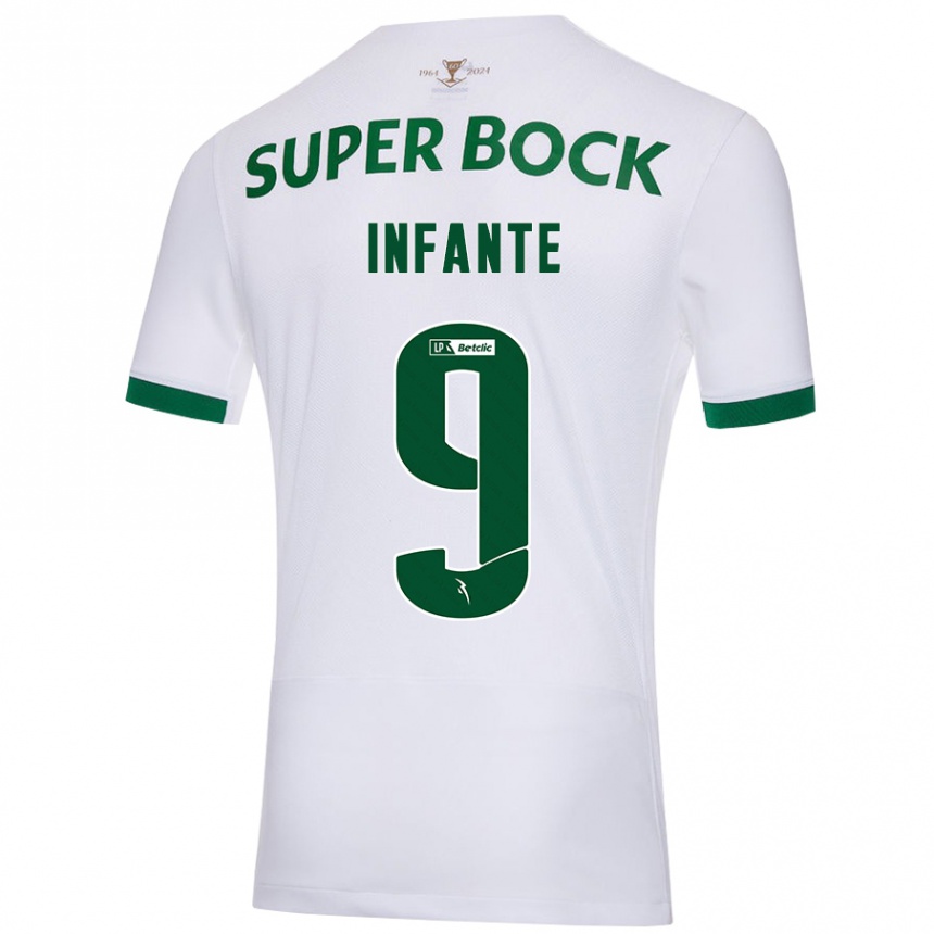 Niño Fútbol Camiseta João Infante #9 Blanco Verde 2ª Equipación 2024/25