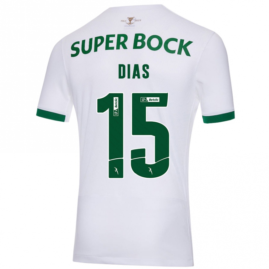 Niño Fútbol Camiseta Rodrigo Dias #15 Blanco Verde 2ª Equipación 2024/25