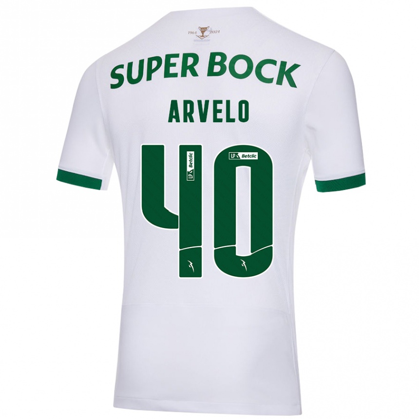 Niño Fútbol Camiseta Adam Arvelo #40 Blanco Verde 2ª Equipación 2024/25