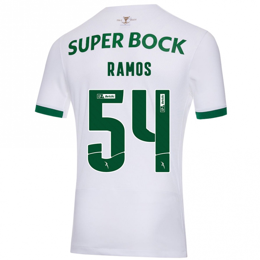 Niño Fútbol Camiseta Bruno Ramos #54 Blanco Verde 2ª Equipación 2024/25