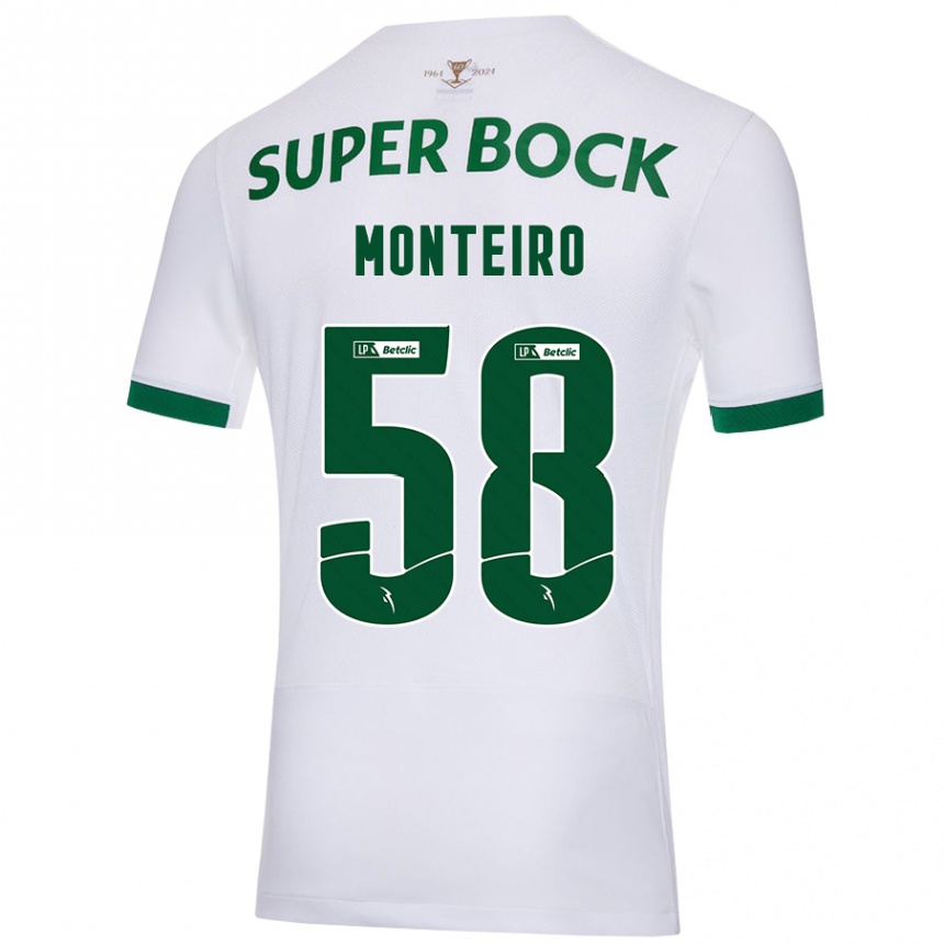 Niño Fútbol Camiseta David Monteiro #58 Blanco Verde 2ª Equipación 2024/25