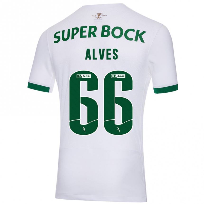 Niño Fútbol Camiseta Miguel Alves #66 Blanco Verde 2ª Equipación 2024/25