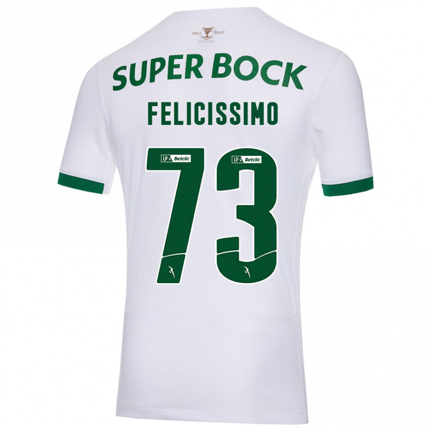 Niño Fútbol Camiseta Eduardo Felicíssimo #73 Blanco Verde 2ª Equipación 2024/25