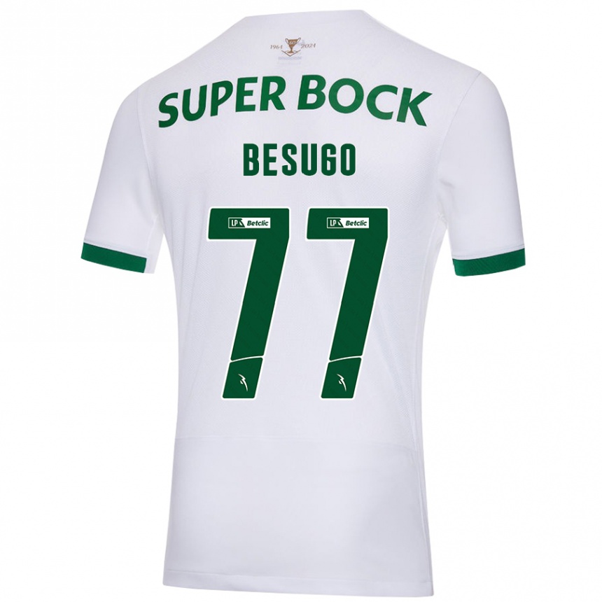 Niño Fútbol Camiseta Rafael Besugo #77 Blanco Verde 2ª Equipación 2024/25