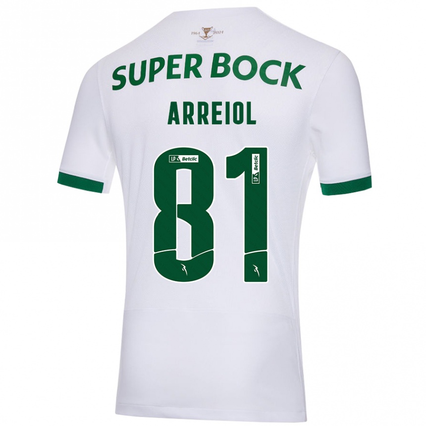 Niño Fútbol Camiseta Henrique Arreiol #81 Blanco Verde 2ª Equipación 2024/25