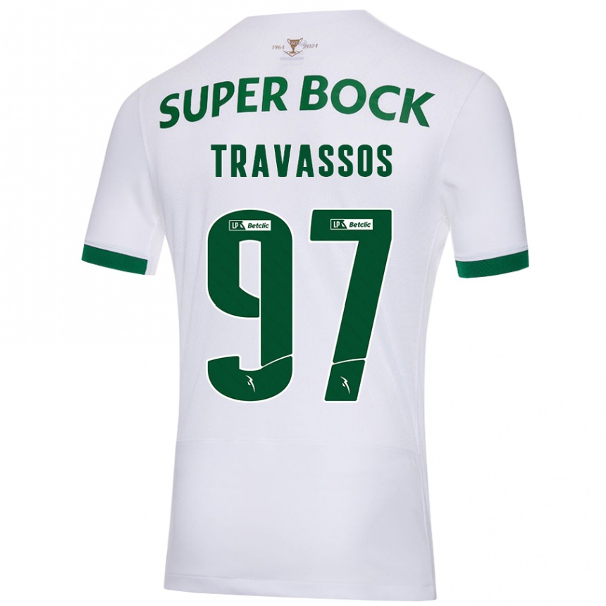 Niño Fútbol Camiseta Travassos #97 Blanco Verde 2ª Equipación 2024/25