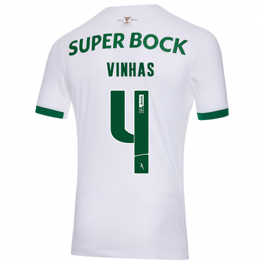 Niño Fútbol Camiseta Gabriela Vinhas #4 Blanco Verde 2ª Equipación 2024/25