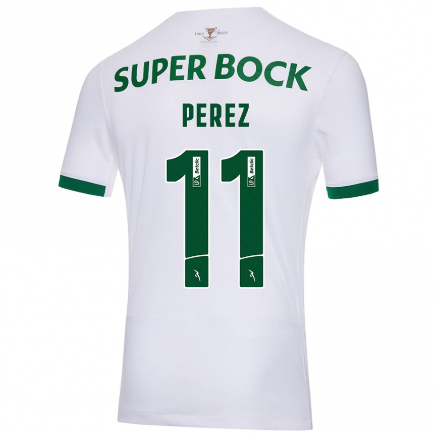 Niño Fútbol Camiseta Brenda Pérez #11 Blanco Verde 2ª Equipación 2024/25