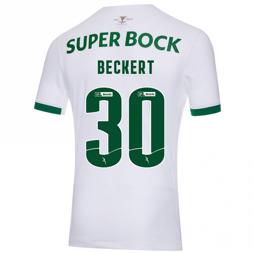 Niño Fútbol Camiseta Carolina Beckert #30 Blanco Verde 2ª Equipación 2024/25