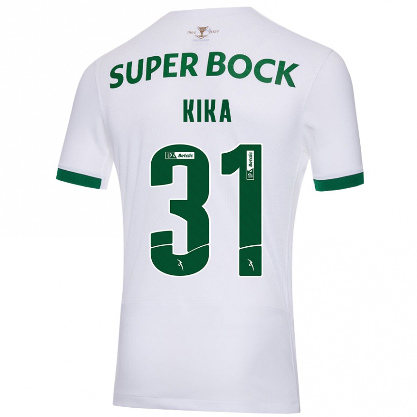 Niño Fútbol Camiseta Kika #31 Blanco Verde 2ª Equipación 2024/25