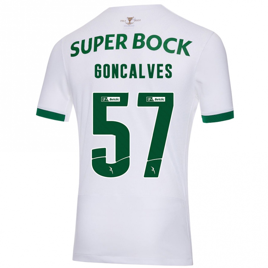 Niño Fútbol Camiseta Inês Gonçalves #57 Blanco Verde 2ª Equipación 2024/25