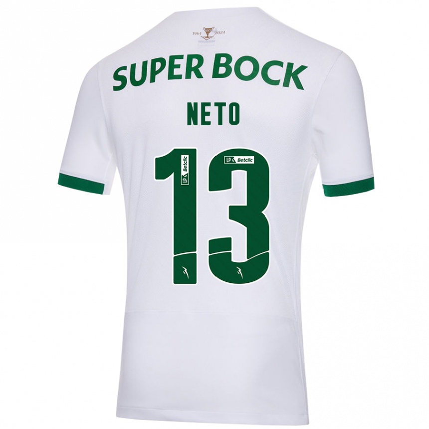 Niño Fútbol Camiseta Luís Neto #13 Blanco Verde 2ª Equipación 2024/25