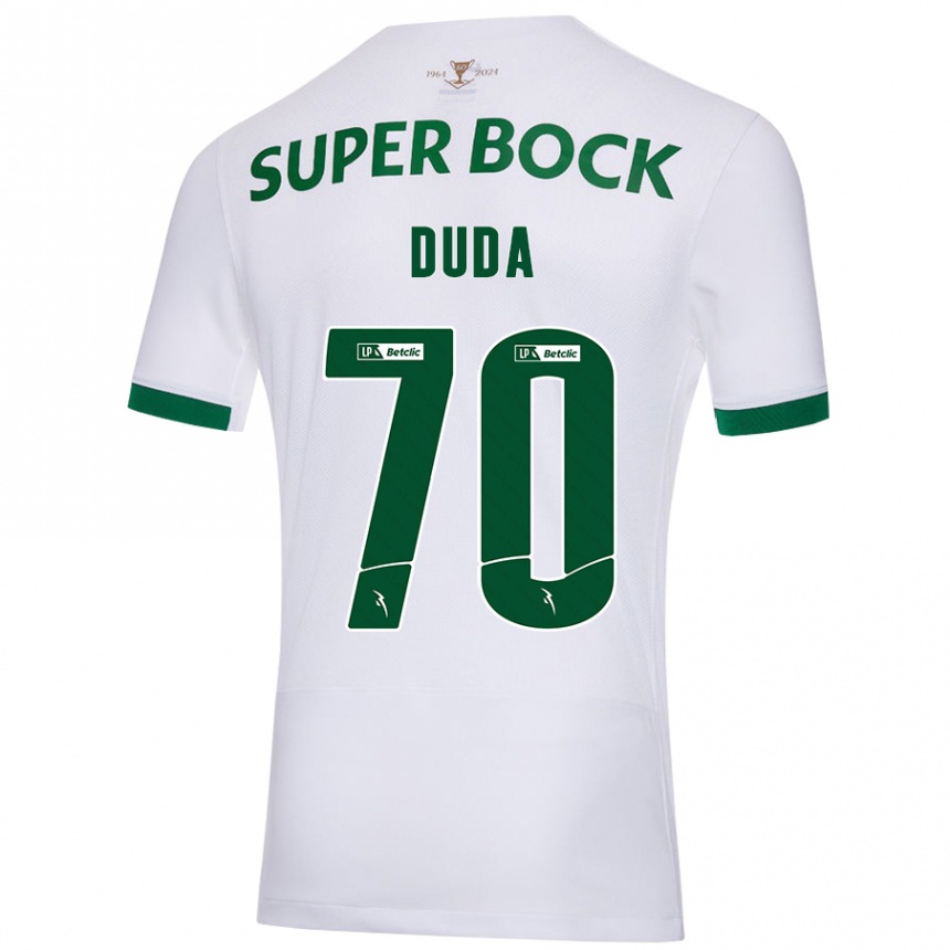 Niño Fútbol Camiseta Dudá #70 Blanco Verde 2ª Equipación 2024/25