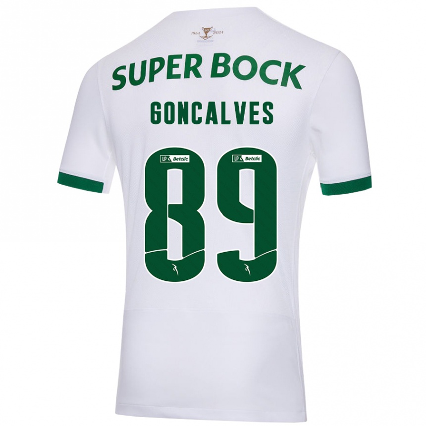 Niño Fútbol Camiseta André Gonçalves #89 Blanco Verde 2ª Equipación 2024/25