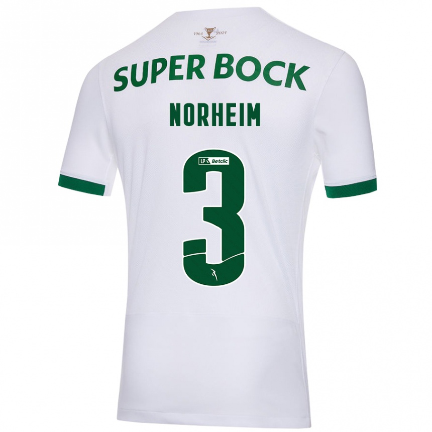 Niño Fútbol Camiseta Andrea Norheim #3 Blanco Verde 2ª Equipación 2024/25