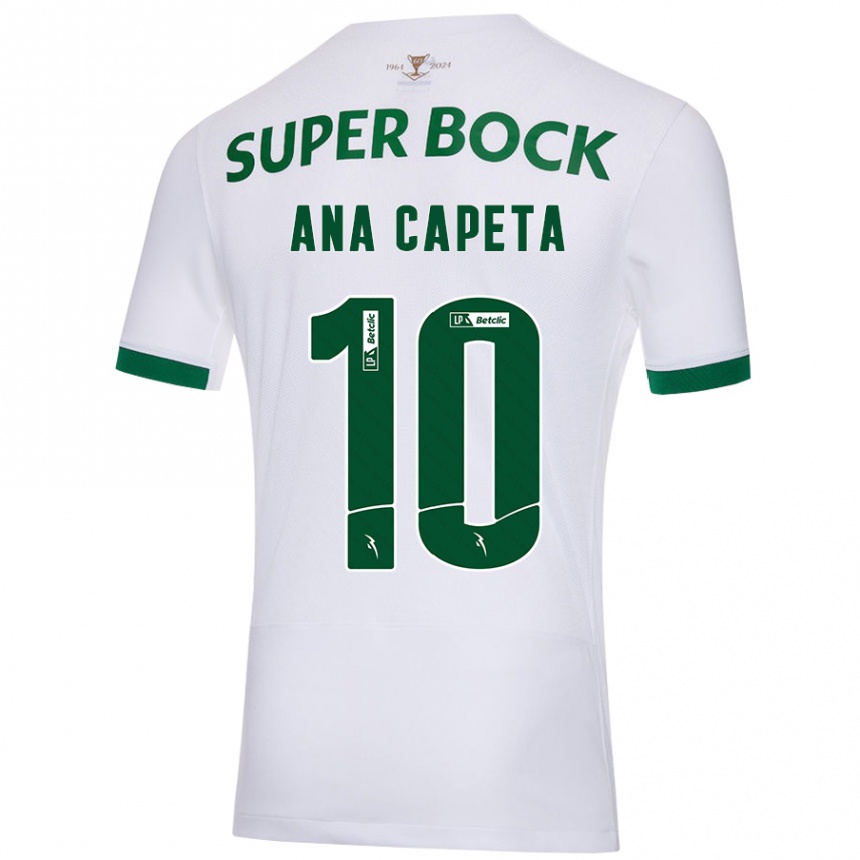 Niño Fútbol Camiseta Ana Capeta #10 Blanco Verde 2ª Equipación 2024/25