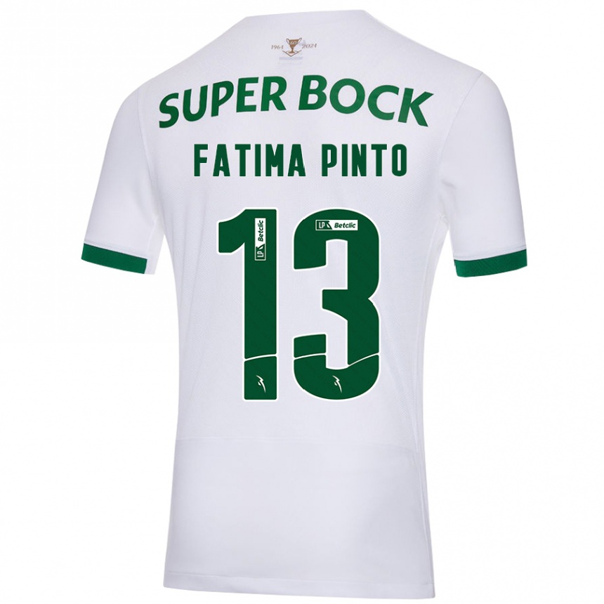 Niño Fútbol Camiseta Fátima Alexandra Figueira Pinto #13 Blanco Verde 2ª Equipación 2024/25