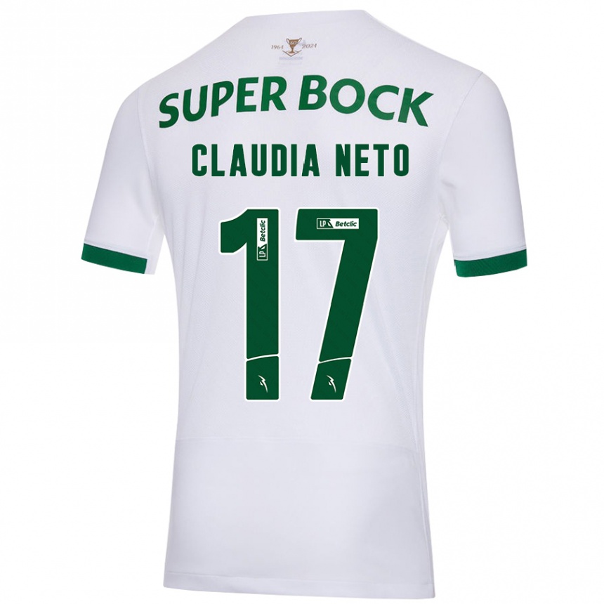 Niño Fútbol Camiseta Cláudia Teresa Pires Neto #17 Blanco Verde 2ª Equipación 2024/25