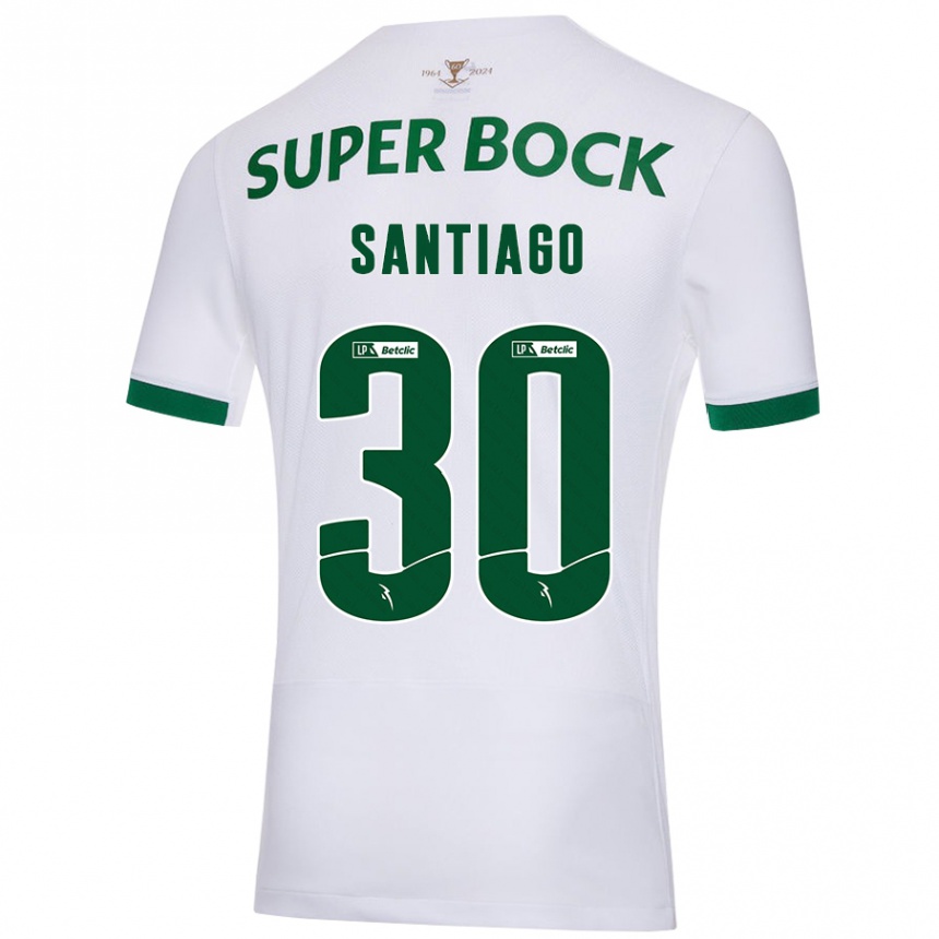 Niño Fútbol Camiseta Carolina Santiago #30 Blanco Verde 2ª Equipación 2024/25