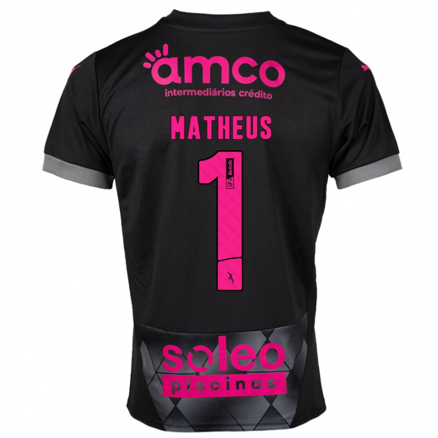 Niño Fútbol Camiseta Matheus #1 Negro Rosa 2ª Equipación 2024/25