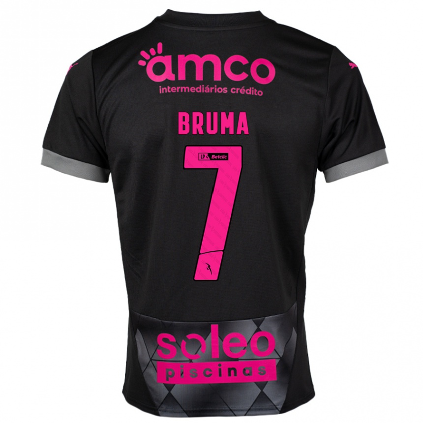 Niño Fútbol Camiseta Bruma #7 Negro Rosa 2ª Equipación 2024/25