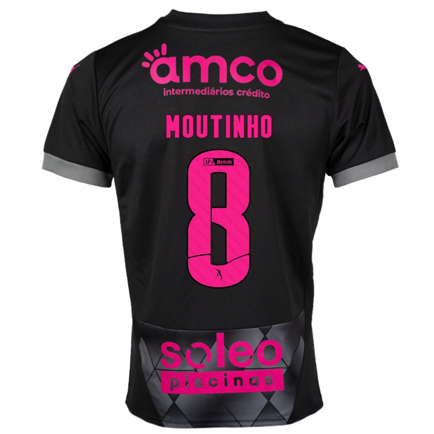 Niño Fútbol Camiseta João Moutinho #8 Negro Rosa 2ª Equipación 2024/25